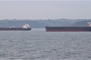 Two Ships anchored in Falmouth Bay